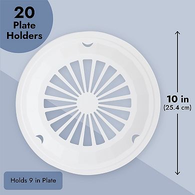 White Paper Plate Holders For Picnic Supplies, Holds 9" Plates (10 In, 20 Pack)