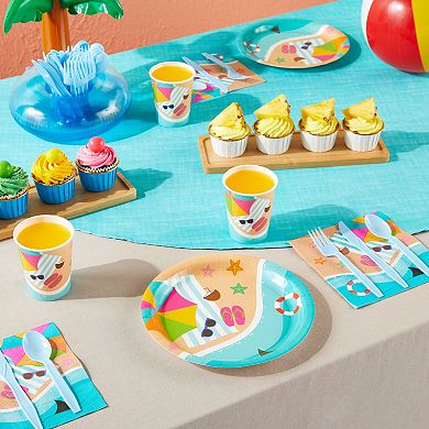 144 Piece Beach Theme Dinnerware Set, Pool Party Supplies (serves 24)