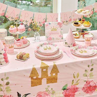 194-piece Princess Themed Birthday Party Decorations, Banner, Tableware, Hats