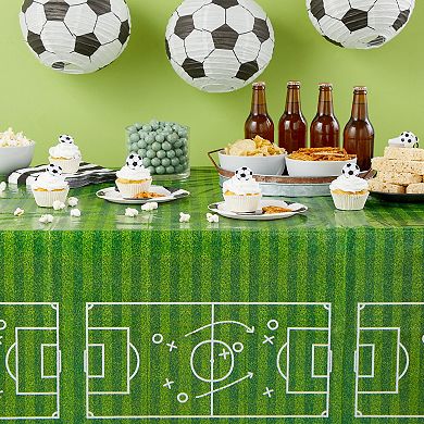 3 Pack Grass Table Cloth, Soccer Themed Birthday Party Supplies, 54x108 In