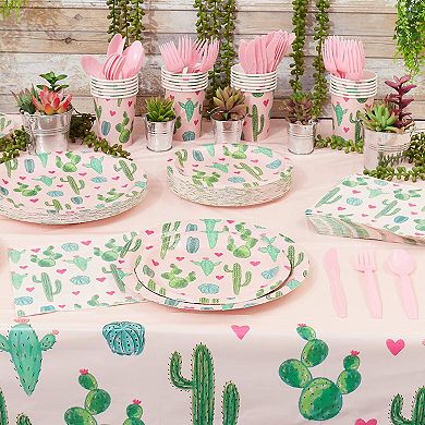 80pcs Cactus Theme Disposable Paper Plates 9" For Birthday Cinco De Mayo Party