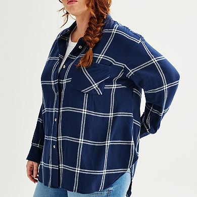 Plus Size Sonoma Goods For Life® Oversized Boyfriend Flannel Shirt