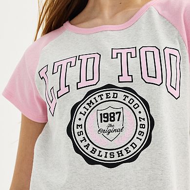 Girls 7-16 Limited Too Lettuce Hem Graphic Ringer Tee