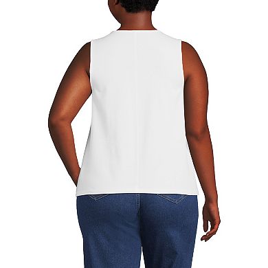 Plus Size Lands' End Lightweight Pleated V-Neck Tank Top