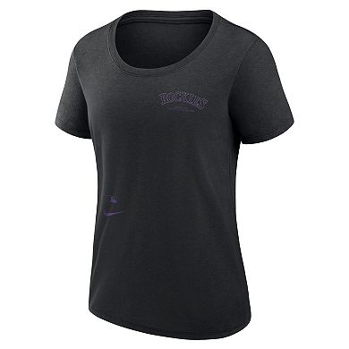 Women's Nike Black Colorado Rockies Authentic Collection Performance Scoop Neck T-Shirt