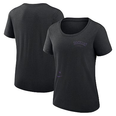 Women's Nike Black Colorado Rockies Authentic Collection Performance Scoop Neck T-Shirt