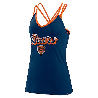 Women's Fanatics Navy Chicago Bears Go For It Strappy Crossback Tank Top