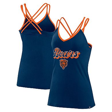 Women's Fanatics Navy Chicago Bears Go For It Strappy Crossback Tank Top