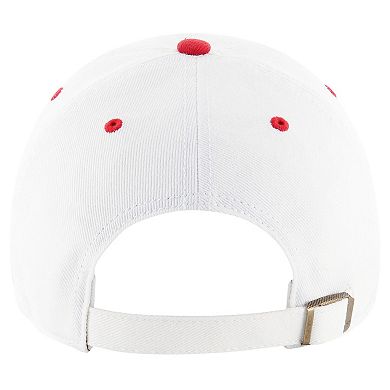 Men's '47 White/Red Kansas City Chiefs Double Header Diamond Clean Up Adjustable Hat