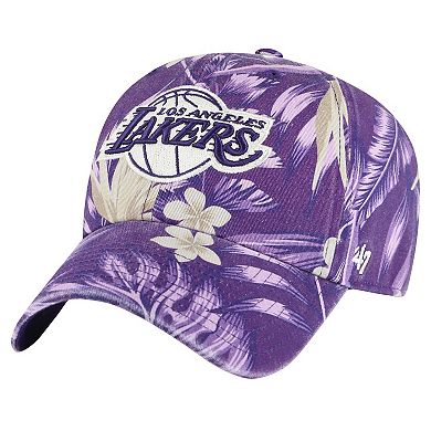 Men's '47 Purple Los Angeles Lakers Tropicalia Floral Clean Up Adjustable Hat