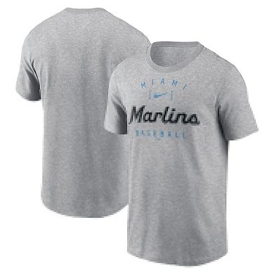 Men's Nike Heather Gray Miami Marlins Home Team Athletic Arch T-Shirt