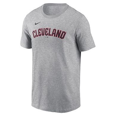 Men's Nike Shane Bieber Gray Cleveland Guardians Fuse Name & Number T-Shirt
