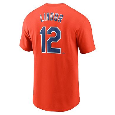 Men's Nike Francisco Lindor Orange New York Mets Fuse Name & Number T-Shirt