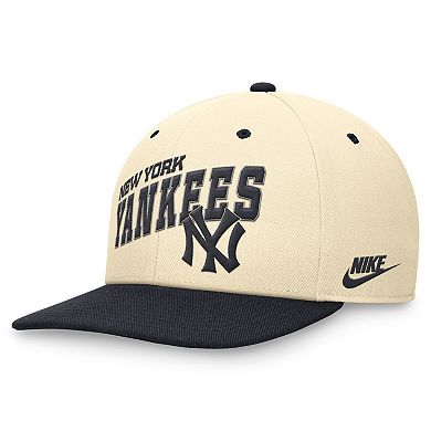 Men's Nike Cream/Navy New York Yankees Rewind Cooperstown Collection Performance Snapback Hat