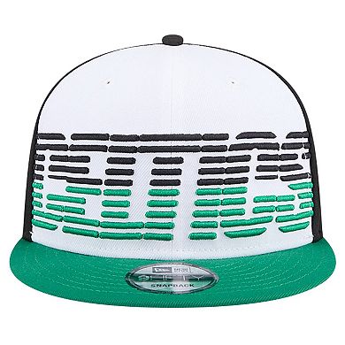 Men's New Era White/Kelly Green Boston Celtics Throwback Gradient Tech Font 9FIFTY Snapback Hat