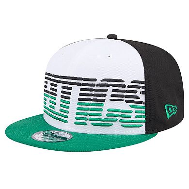 Men's New Era White/Kelly Green Boston Celtics Throwback Gradient Tech Font 9FIFTY Snapback Hat