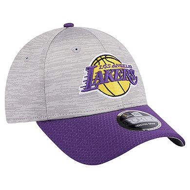 Men's New Era Heather Gray/Purple Los Angeles Lakers Active Digi-Tech Two-Tone 9FORTY Adjustable Hat