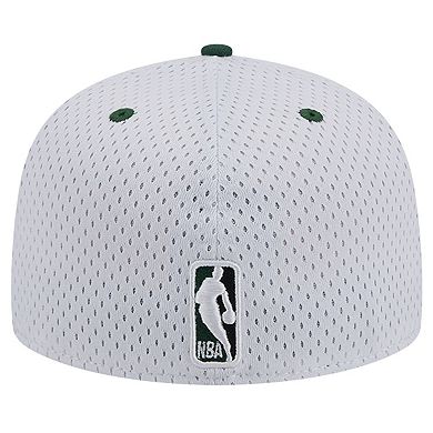 Men's New Era White/Hunter Green Milwaukee Bucks Throwback 2Tone 59FIFTY Fitted Hat