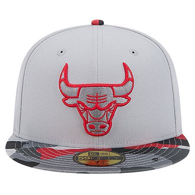 Men's New Era Gray Chicago Bulls Active Color Camo Visor 59FIFTY Fitted Hat