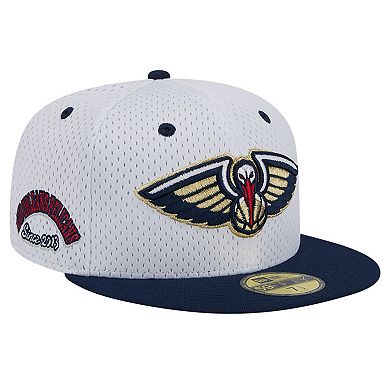 Men's New Era White/Navy New Orleans Pelicans Throwback 2Tone 59FIFTY Fitted Hat