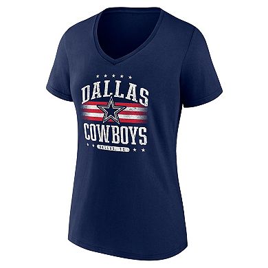 Women's Fanatics Branded Navy Dallas Cowboys Americana V-Neck T-Shirt