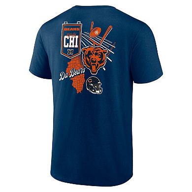Men's Fanatics Branded Navy Chicago Bears Split Zone T-Shirt