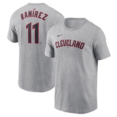Men's Nike JosÃ© RamÃ­rez Gray Cleveland Guardians Fuse Name & Number T-Shirt