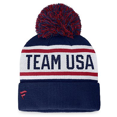 Women's Fanatics Branded Navy Team USA Cuffed Knit Hat with Pom