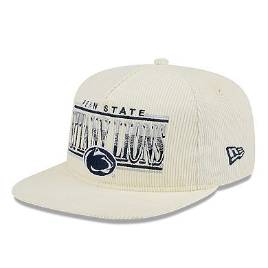 Men's New Era White Penn State Nittany Lions Throwback Golfer Corduroy Snapback Hat