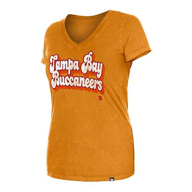 Women's New Era Orange Tampa Bay Buccaneers Enzyme Wash Low V-Neck T-Shirt