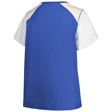 Women's '47 Royal/Gray Los Angeles Dodgers Plus Size Henley T-Shirt