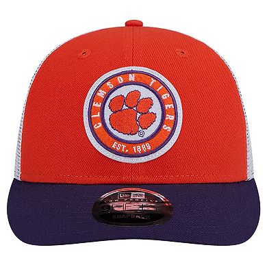 Men's New Era Orange Clemson Tigers Throwback Circle Patch 9FIFTY Trucker Snapback Hat