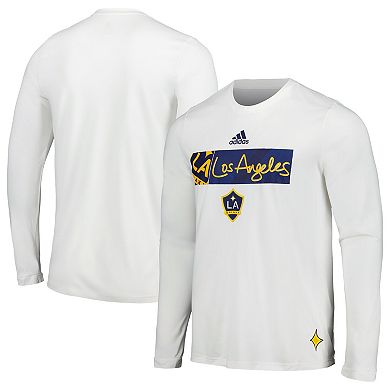 Men's adidas White LA Galaxy 2024 Jersey Hook AEROREADY Long Sleeve T-Shirt