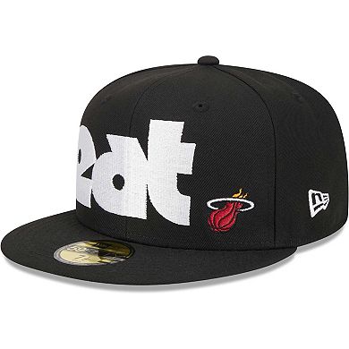 Men's New Era Black Miami Heat Checkerboard UV 59FIFTY Fitted Hat
