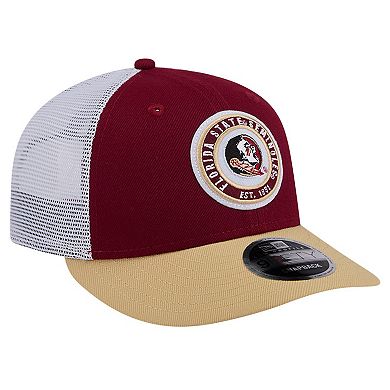Men's New Era Garnet Florida State Seminoles Throwback Circle Patch 9FIFTY Trucker Snapback Hat