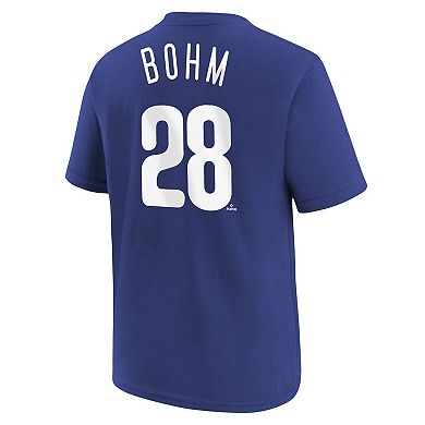 Youth Nike Alec Bohm Royal Philadelphia Phillies Name & Number T-Shirt