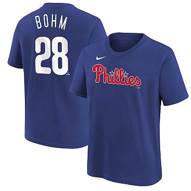 Youth Nike Alec Bohm Royal Philadelphia Phillies Name & Number T-Shirt