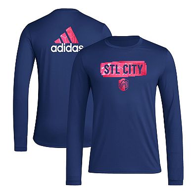 Men's adidas Navy St. Louis City SC Local Pop AEROREADY Long Sleeve T-Shirt
