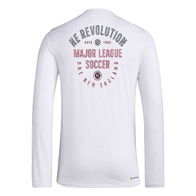 Men's adidas White New England Revolution Local Stoic Long Sleeve T-Shirt