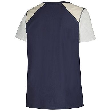 Women's '47 Navy/Gray Cleveland Guardians Plus Size Henley T-Shirt