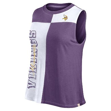 Women's Fanatics Branded Purple/White Minnesota Vikings Script Color Block Tank Top