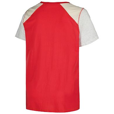 Women's '47 Red/Gray Cincinnati Reds Plus Size Henley T-Shirt