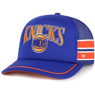 Men's '47 Blue New York Knicks Sidebrand Stripes Trucker Adjustable Hat