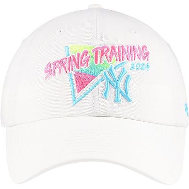 Men's '47 White New York Yankees 2024 Spring Training Vapor Wave Clean Up Adjustable Hat