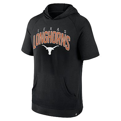 Men's Fanatics Branded Black Texas Longhorns Double Arch Raglan Short Sleeve Hoodie T-Shirt