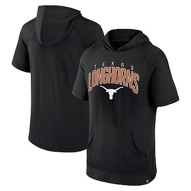 Men's Fanatics Branded Black Texas Longhorns Double Arch Raglan Short Sleeve Hoodie T-Shirt