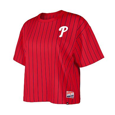 Women's New Era Red Philadelphia Phillies Boxy Pinstripe T-Shirt