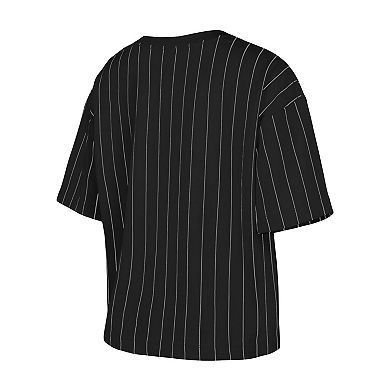 Women's New Era Black Chicago White Sox Boxy Pinstripe T-Shirt