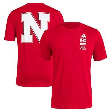 Men's adidas Scarlet Nebraska Huskers Reverse Retro Baseball 2 Hit T-Shirt