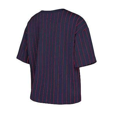 Women's New Era Navy Boston Red Sox Boxy Pinstripe T-Shirt